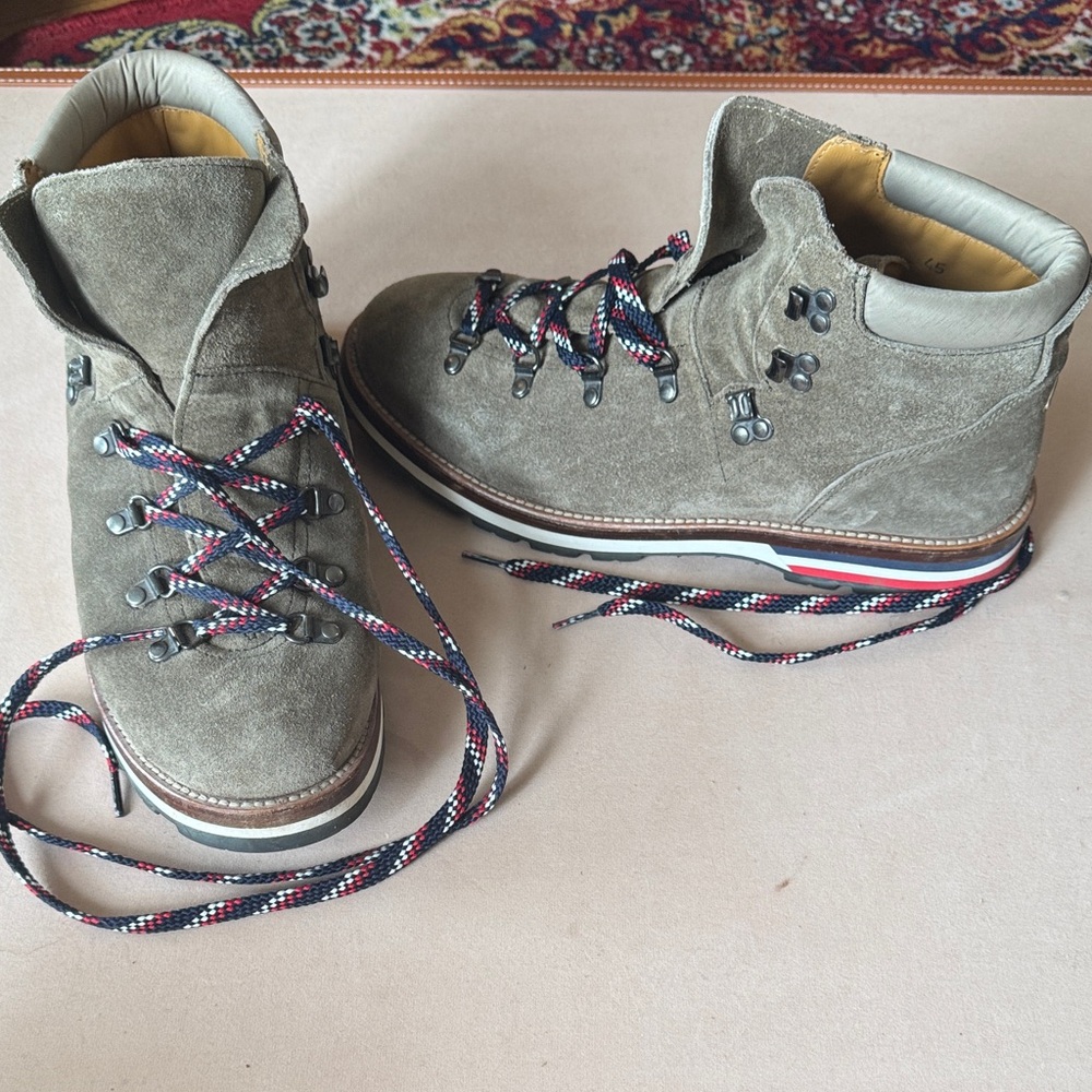 Moncler Taupe Suede Lace-Up Boots